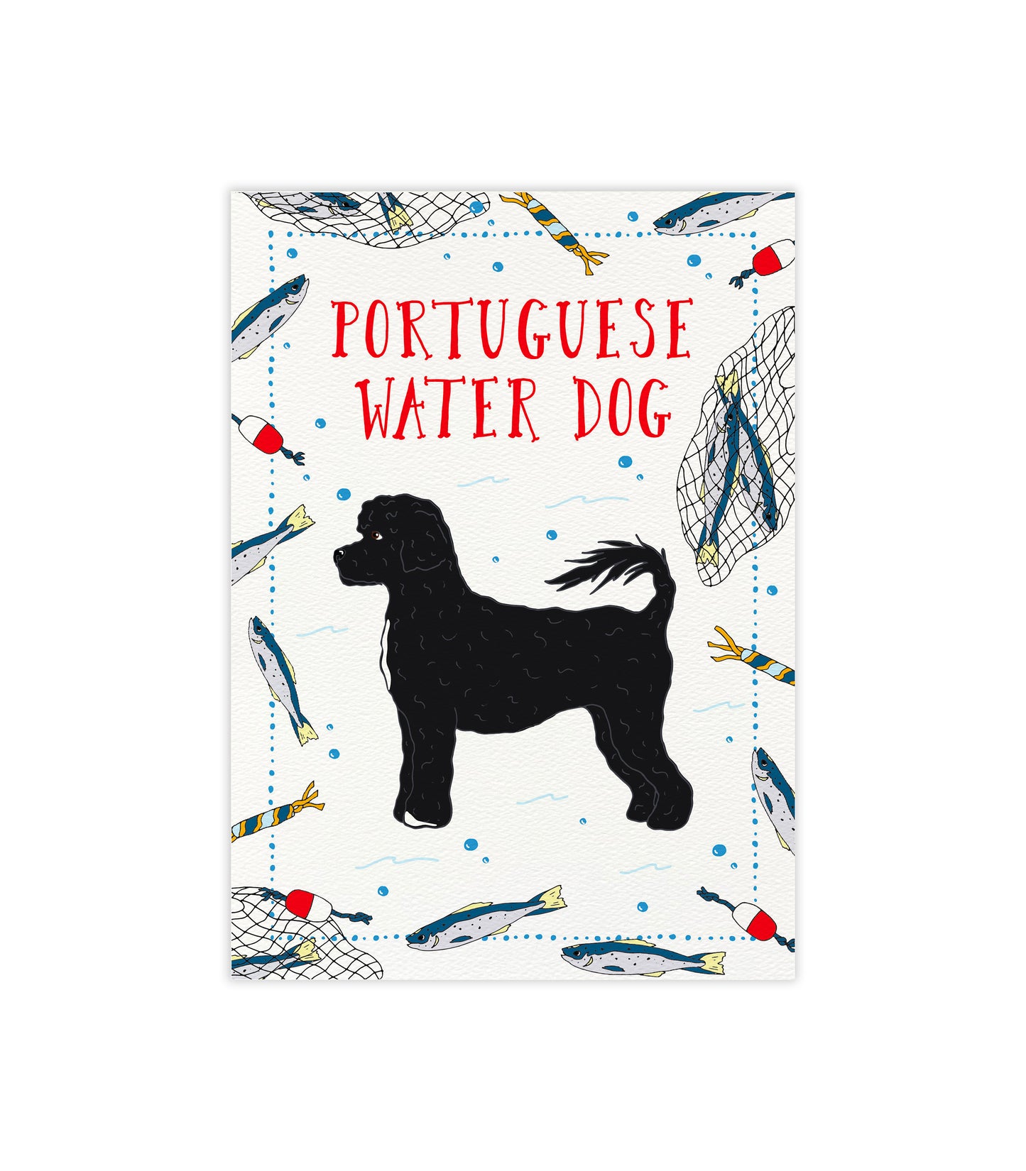 Portuguese Water Dog 5"x7" Illustrated Art Print